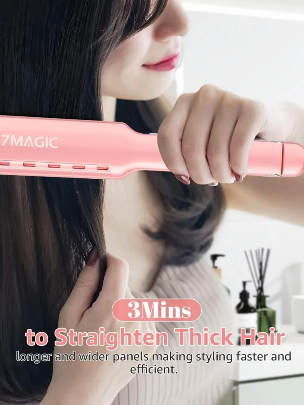Nano Titanium Flat Iron Hair Straightener - Fast Heating, Damp-to-Dry, Dual